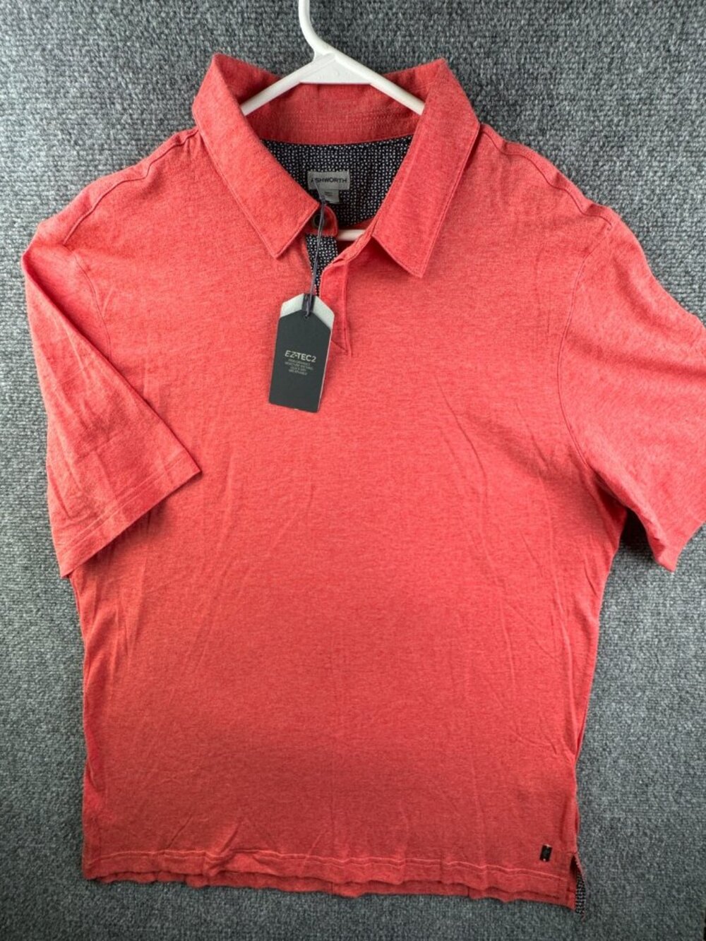 NWT Ashworth Golf Polo Shirt Short Sleeve $75 Large Orange Blank Cotton Linen